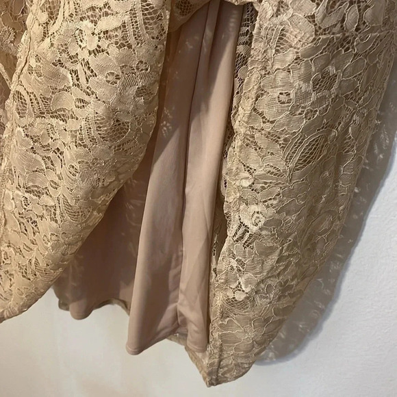 Taylor | midi Lace cream/tan empire waist dress Women size 8 Western Boho tiered - Picture 4 of 13